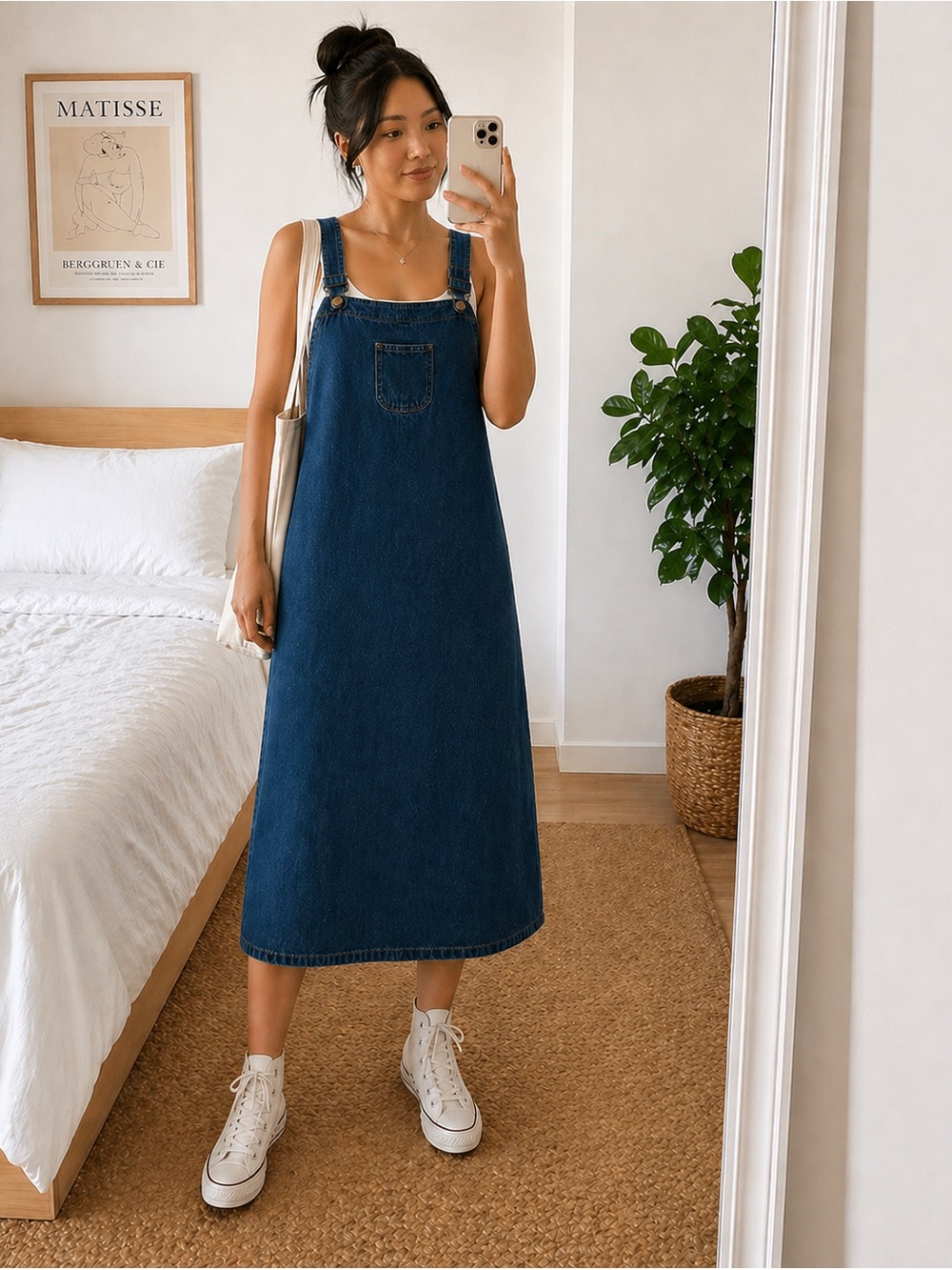 NY Jeans Denim Overall / Pinafore Midi Dress. Chest Pocket 90s Vintage Y2K